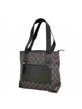 Gucci Handbag Denim Gray Black Silver